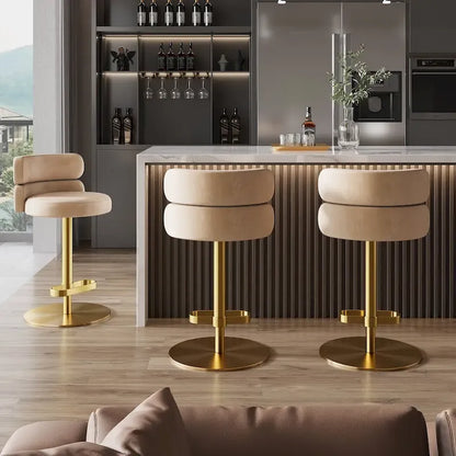 CAROCC Velvet Counter Bar stool with Height Adjustable and Swivel