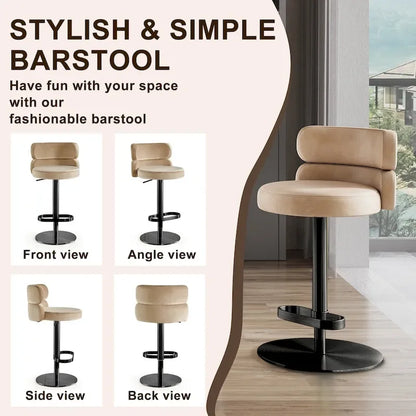 CAROCC Velvet Counter Bar stool with Height Adjustable and Swivel