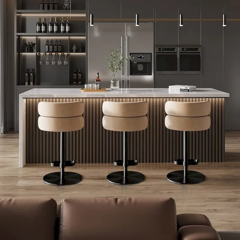 CAROCC Velvet Counter Bar stool with Height Adjustable and Swivel