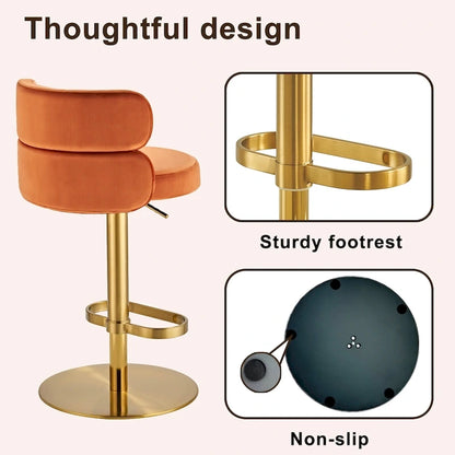 CAROCC Velvet Counter Bar stool with Height Adjustable and Swivel