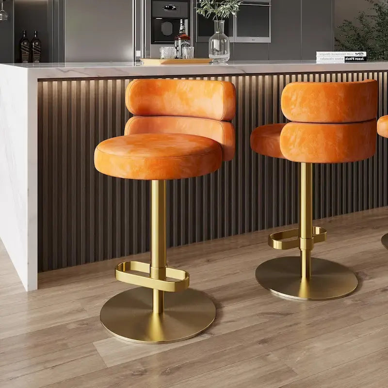 CAROCC Velvet Counter Bar stool with Height Adjustable and Swivel