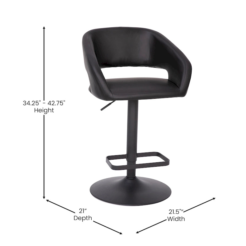 Modern Upholstered Adjustable-Height Barstool with Rounded Back