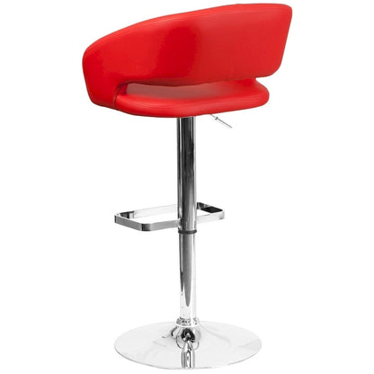 Modern Upholstered Adjustable-Height Barstool with Rounded Back