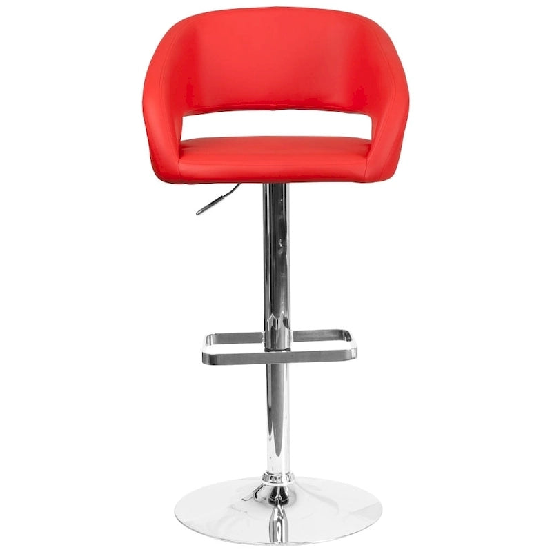 Modern Upholstered Adjustable-Height Barstool with Rounded Back