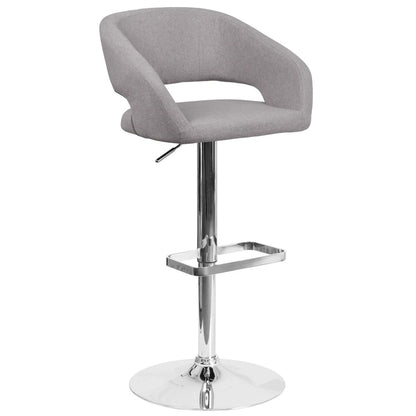 Modern Upholstered Adjustable-Height Barstool with Rounded Back
