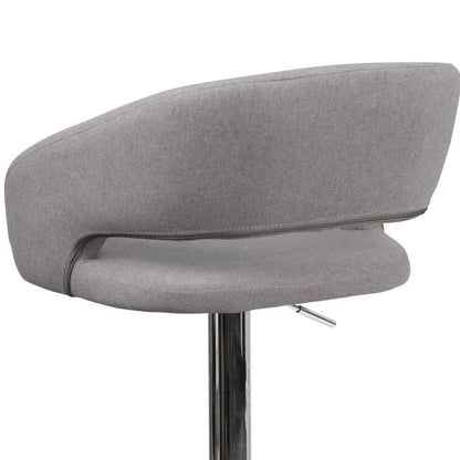 Modern Upholstered Adjustable-Height Barstool with Rounded Back