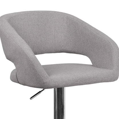 Modern Upholstered Adjustable-Height Barstool with Rounded Back