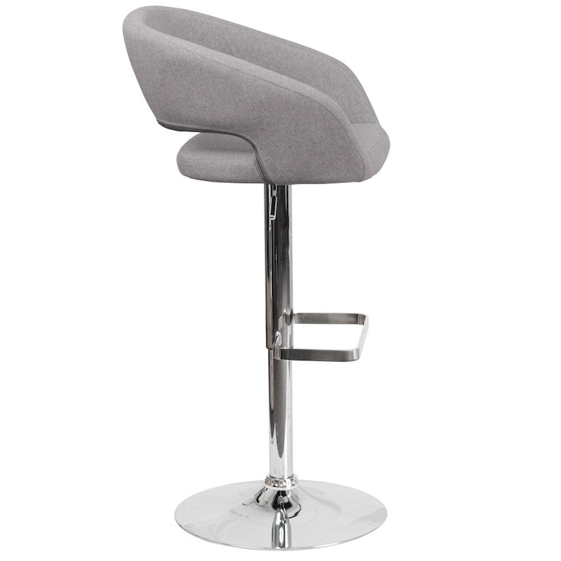 Modern Upholstered Adjustable-Height Barstool with Rounded Back