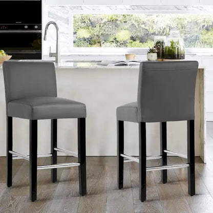 Counter Height Bar Stools Set of 2, 26 Seat Height Upholstered Barstools with Back