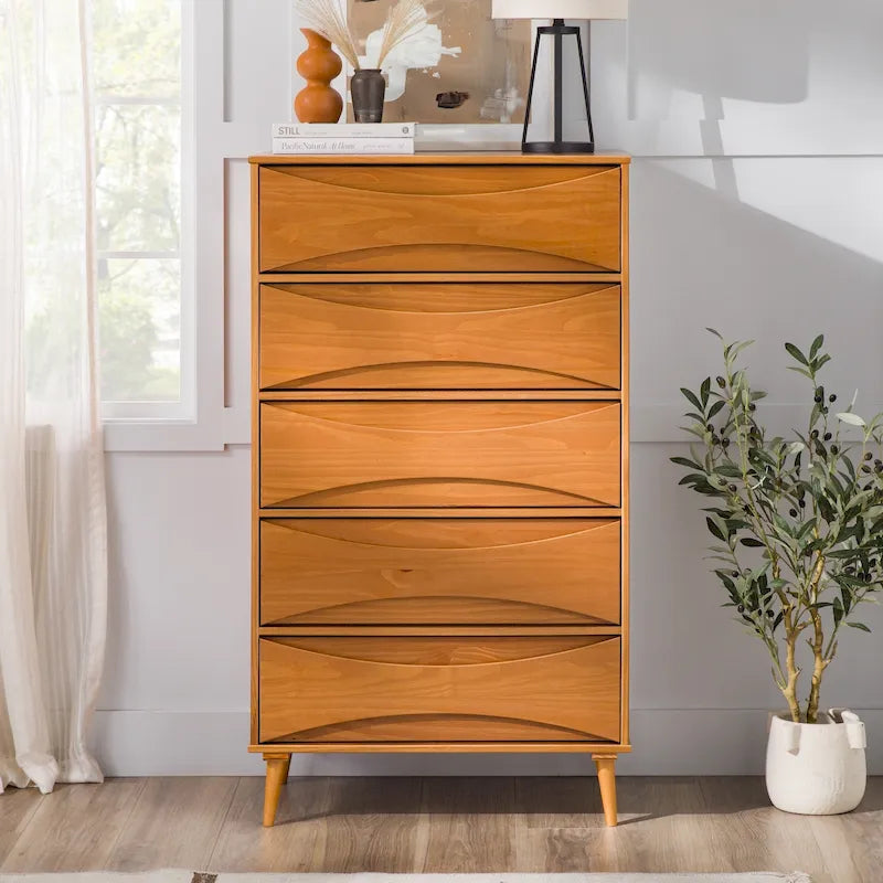 Middlebrook Designs Mid-Century 5-Drawer Solid Wood Dresser