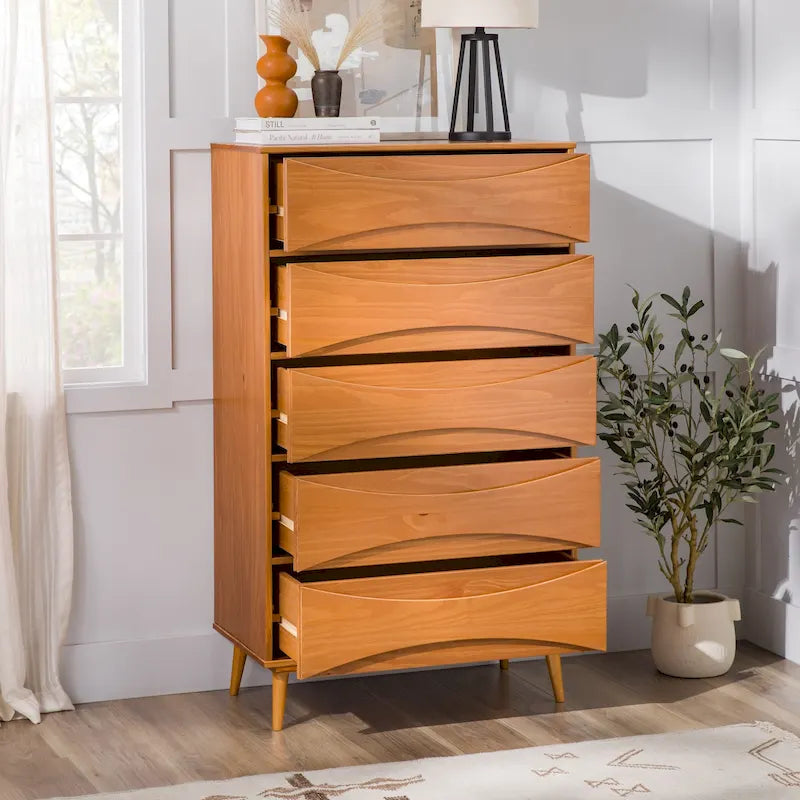 Middlebrook Designs Mid-Century 5-Drawer Solid Wood Dresser