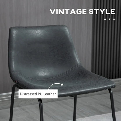 HOMCOM Counter Height Bar Stools Set of 2, Vintage PU Leather Barstools with Footrest for Dining Room, Home Bar, Kitchen