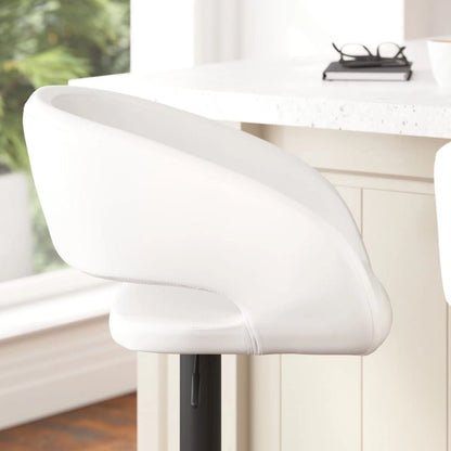 Modern Upholstered Adjustable Height Swivel Barstool with Footrest