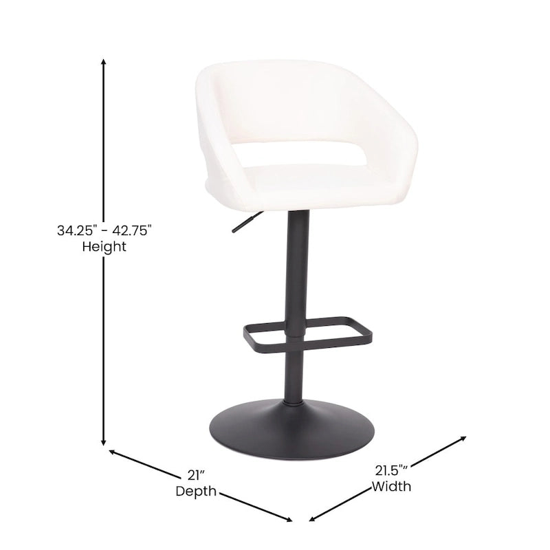 Modern Upholstered Adjustable Height Swivel Barstool with Footrest