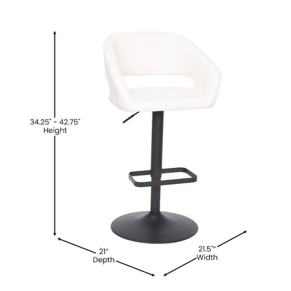 Modern Upholstered Adjustable Height Swivel Barstool with Footrest