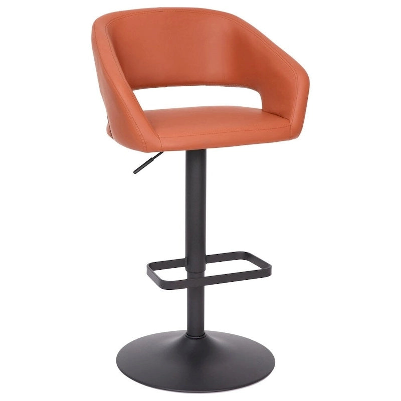 Modern Upholstered Adjustable Height Swivel Barstool with Footrest