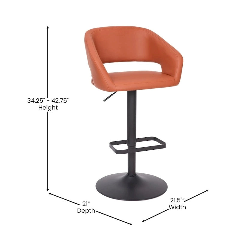 Modern Upholstered Adjustable Height Swivel Barstool with Footrest