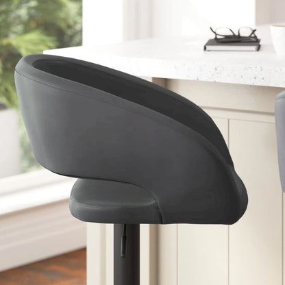 Modern Upholstered Adjustable Height Swivel Barstool with Footrest