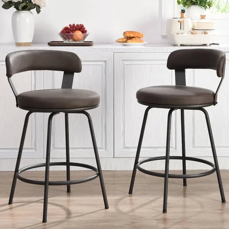 Hausfame Metal Counter Height Industrial Swivel Bar Stools