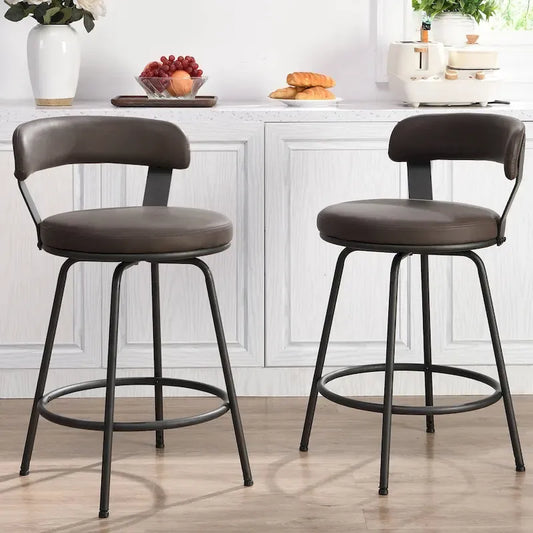 Hausfame Metal Counter Height Industrial Swivel Bar Stools