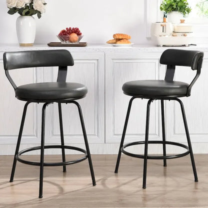 Hausfame Metal Counter Height Industrial Swivel Bar Stools