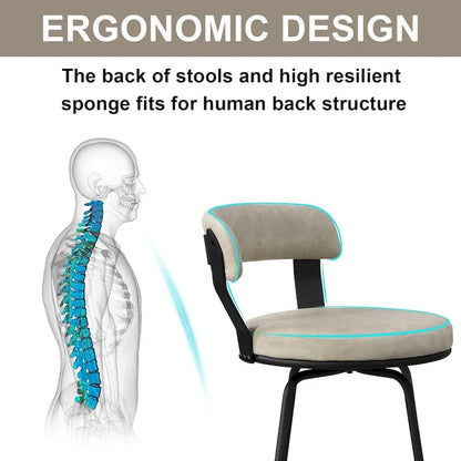 Hausfame Metal Counter Height Industrial Swivel Bar Stools