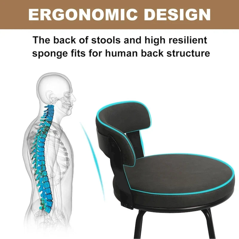 Hausfame Metal Counter Height Industrial Swivel Bar Stools