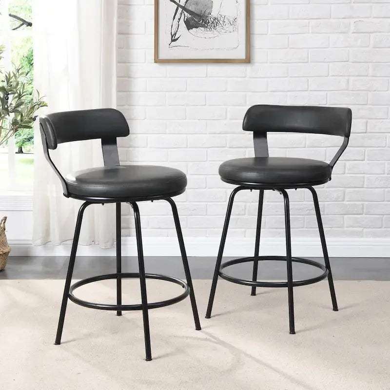 Hausfame Metal Counter Height Industrial Swivel Bar Stools