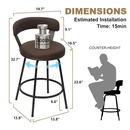 Hausfame Metal Counter Height Industrial Swivel Bar Stools