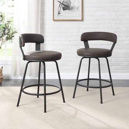 Hausfame Metal Counter Height Industrial Swivel Bar Stools
