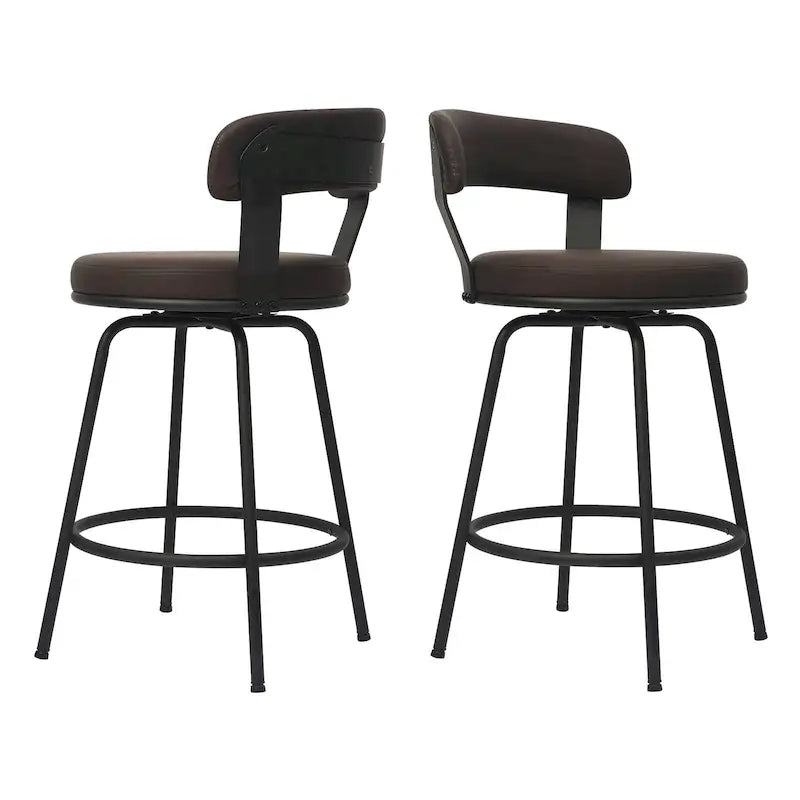 Hausfame Metal Counter Height Industrial Swivel Bar Stools