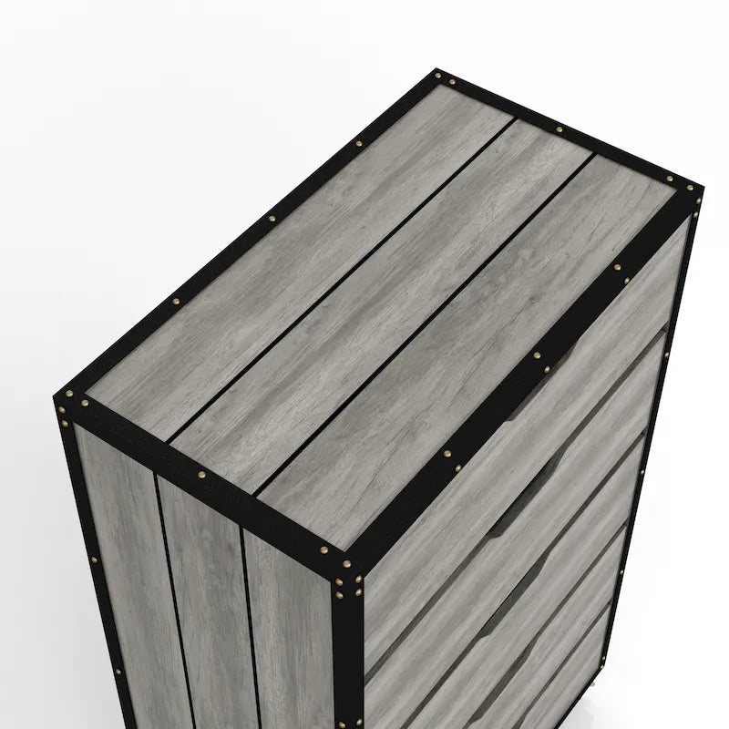 Samuels Industrial Vintage Grey Oak 31-inch Wide 5-Drawer Mobile VerticalDresser