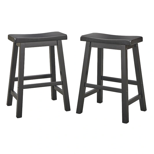 Simple Living Jalen Solid Wood 24-inch Saddle Stool (Set of 2)