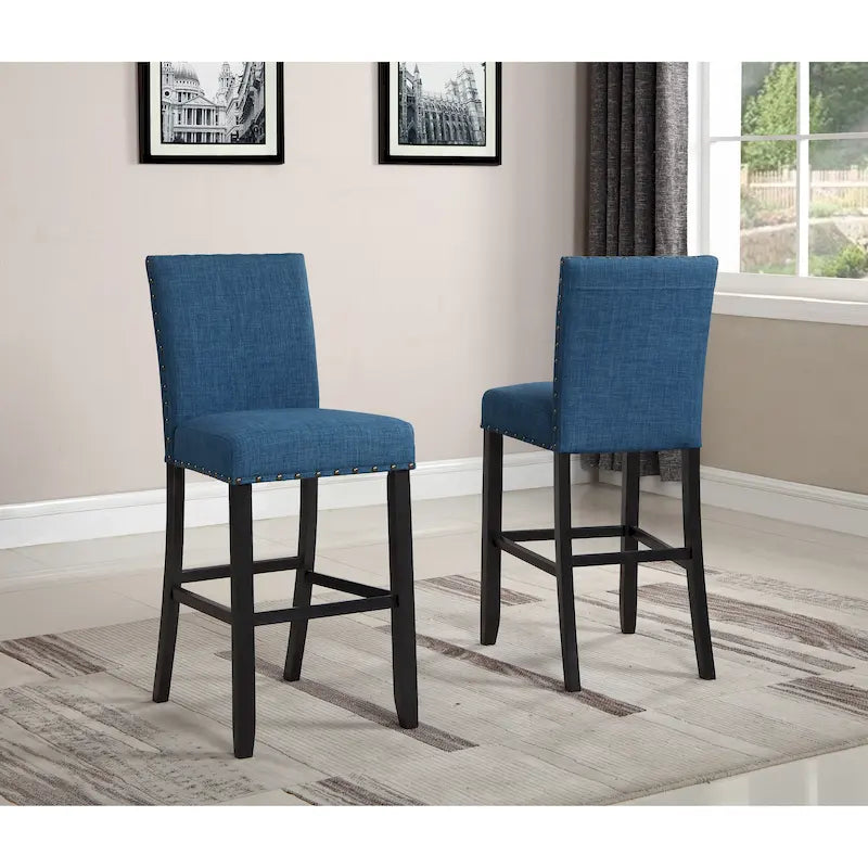 Roundhill Furniture Biony Fabric 29 Bar Stools with Nailhead Trim (Set of 2)