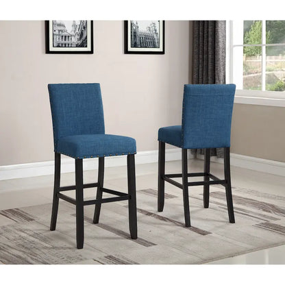 Roundhill Furniture Biony Fabric 29 Bar Stools with Nailhead Trim (Set of 2)