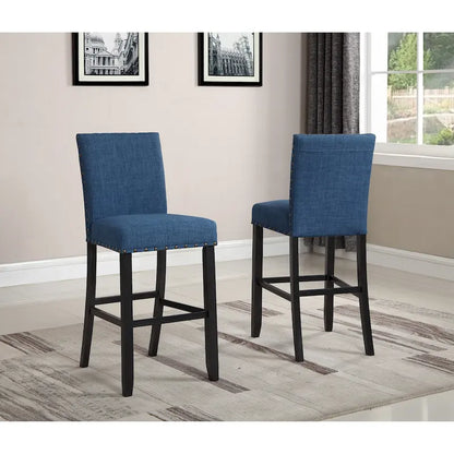 Roundhill Furniture Biony Fabric 29 Bar Stools with Nailhead Trim (Set of 2)