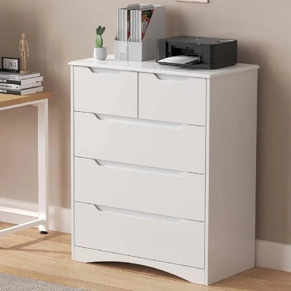 4 Drawer Dresser Chest of Drawers White for Bedroom, Modern Vertical Storage Dressing Table