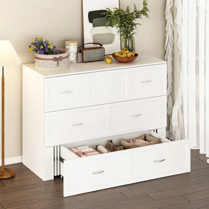 Full Size Murphy Bed Chest with Drawers For Home Office or Small Room