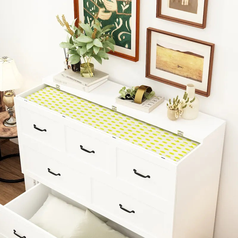 Full Size Murphy Bed Chest with Drawers For Home Office or Small Room