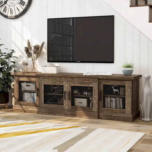 DH BASIC Rustic Reclaimed Oak 69-inch Wide 6-Shelf TV Stand by Denhour