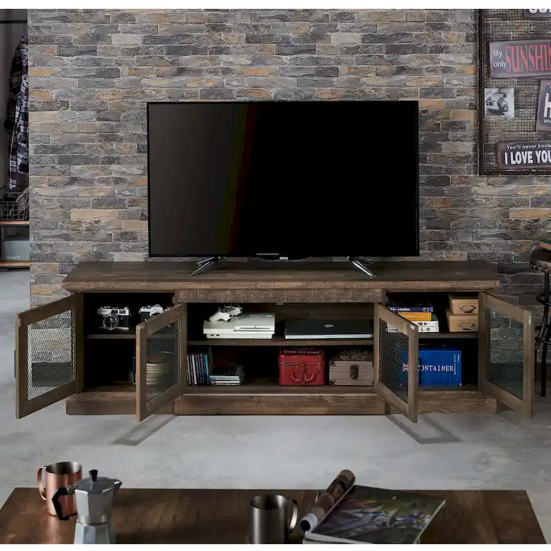 DH BASIC Rustic Reclaimed Oak 69-inch Wide 6-Shelf TV Stand by Denhour