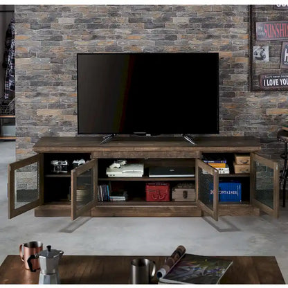 DH BASIC Rustic Reclaimed Oak 69-inch Wide 6-Shelf TV Stand by Denhour