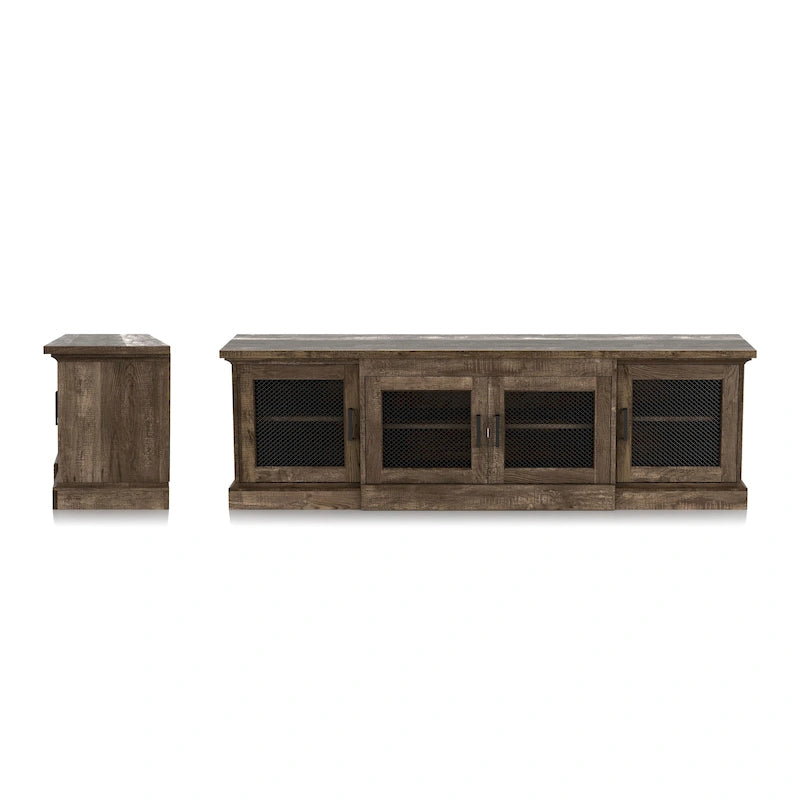 DH BASIC Rustic Reclaimed Oak 69-inch Wide 6-Shelf TV Stand by Denhour