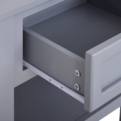 HOMCOM Accent End Table Nightstand with Grey Tabletop, Storage Drawer, and Bottom Shelf