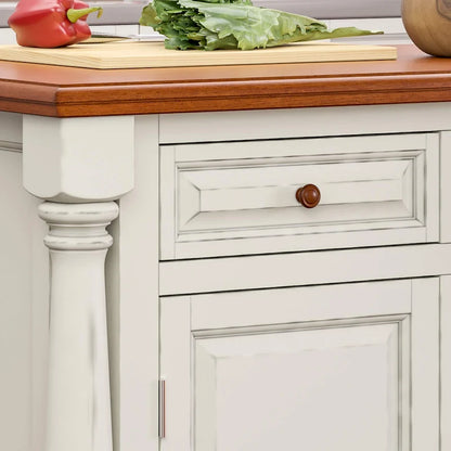 Monarch Off-White Wood Kitchen Island by Homestyles - 48 x 36 x 25