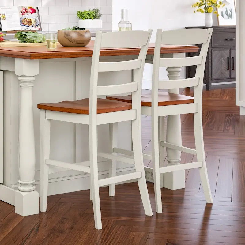 Homestyles Monarch 3-Piece Off-White Wood Kitchen Island Set with Drop Leaf Wood Top - 48' x 25' x 36'