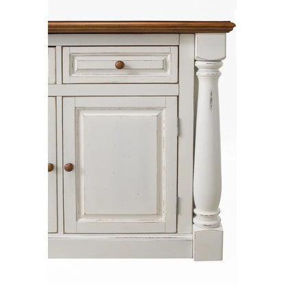 Homestyles Monarch 3-Piece Off-White Wood Kitchen Island Set with Drop Leaf Wood Top - 48' x 25' x 36'