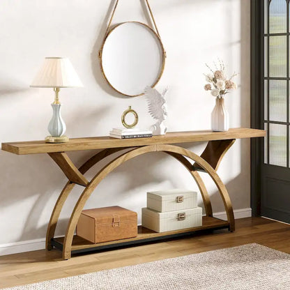 Narrow Long Console Table Sofa Table with Half Moon Frame