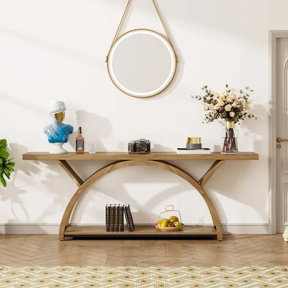 Narrow Long Console Table Sofa Table with Half Moon Frame