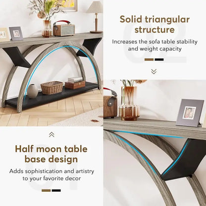 Narrow Long Console Table Sofa Table with Half Moon Frame